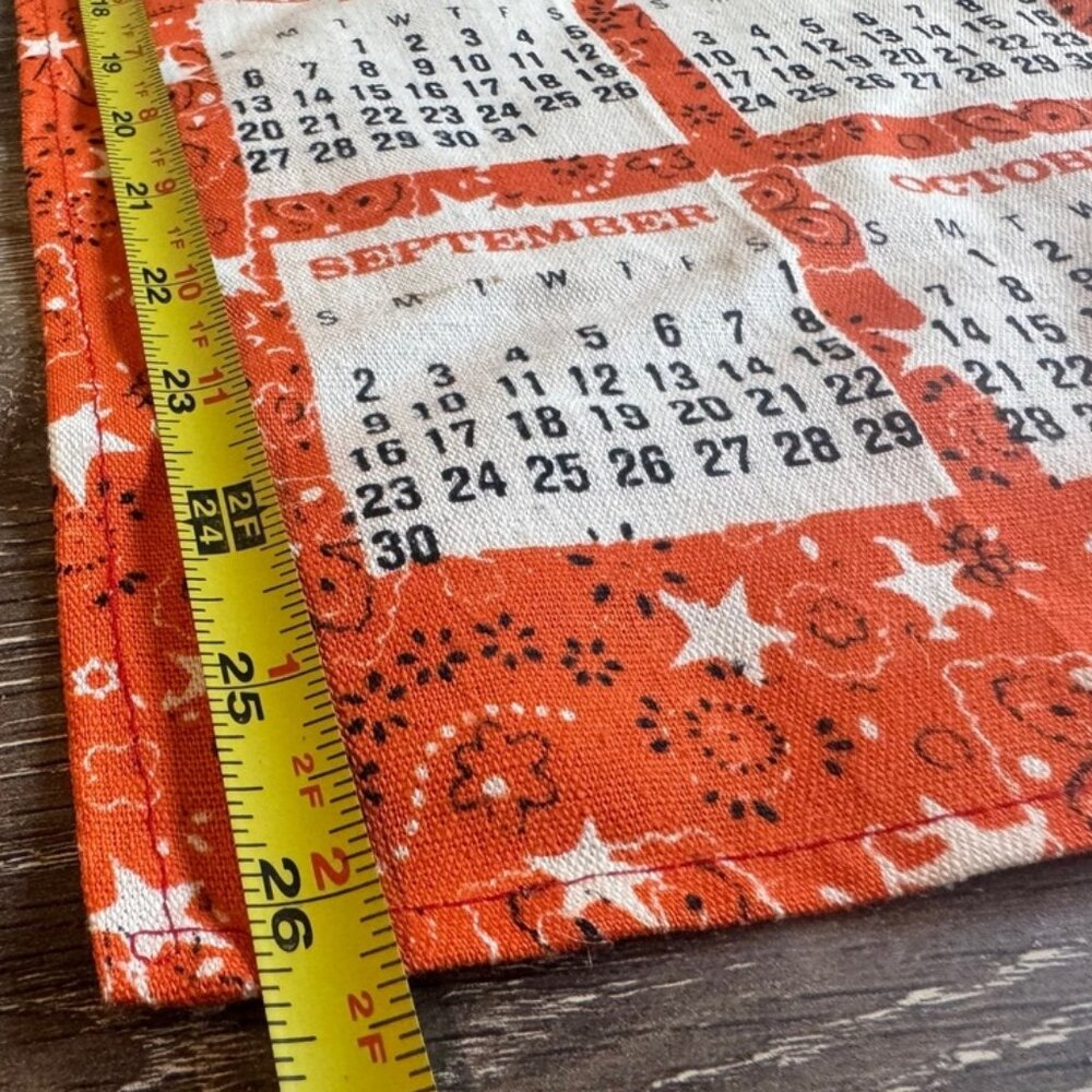 Vintage 1979 Orange Rooster Fabric Calendar 16" X 26.5" - Picture 5 of 6